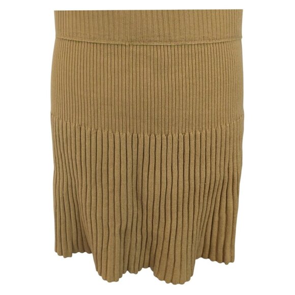 Aerie Gold Pleated Knit Mini Skirt Size Medium Wool Blend - Picture 5 of 6